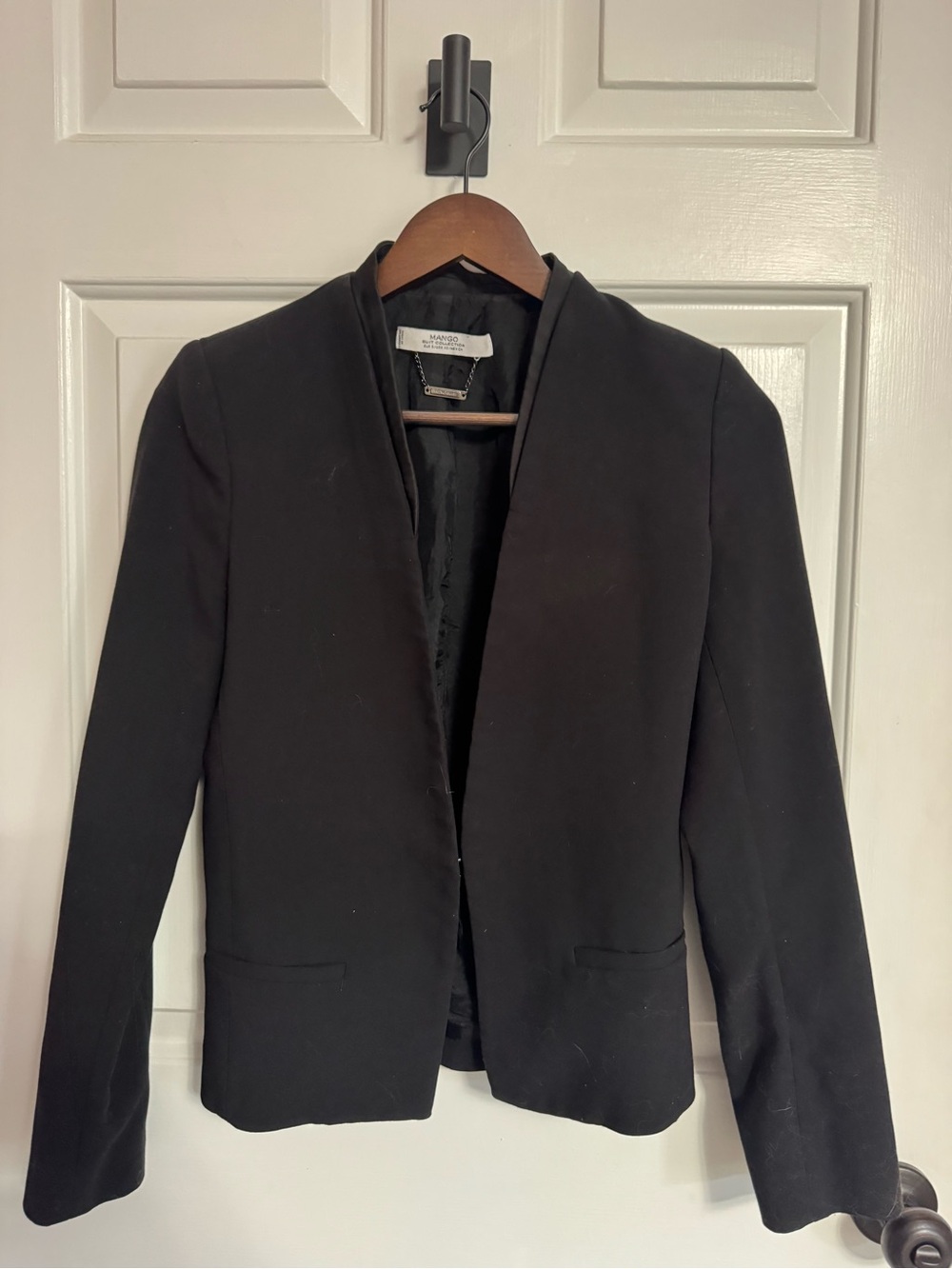 Mango Women's Black Open Blazer Jacket